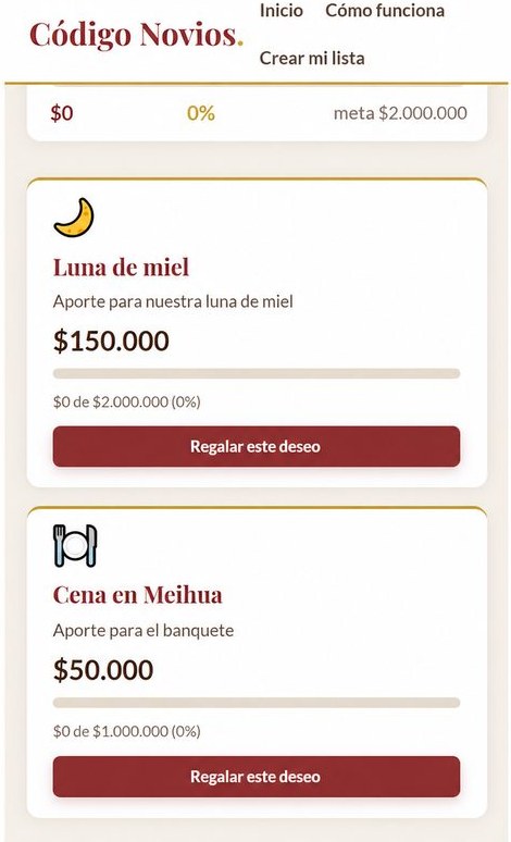 Lista de deseos con progreso de recaudación